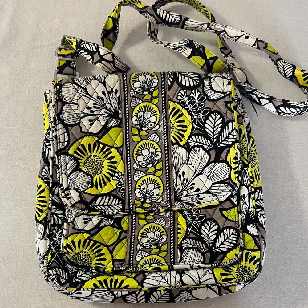 Vera Bradley Quilted Floral Crossbody Bag in Yellow and Black